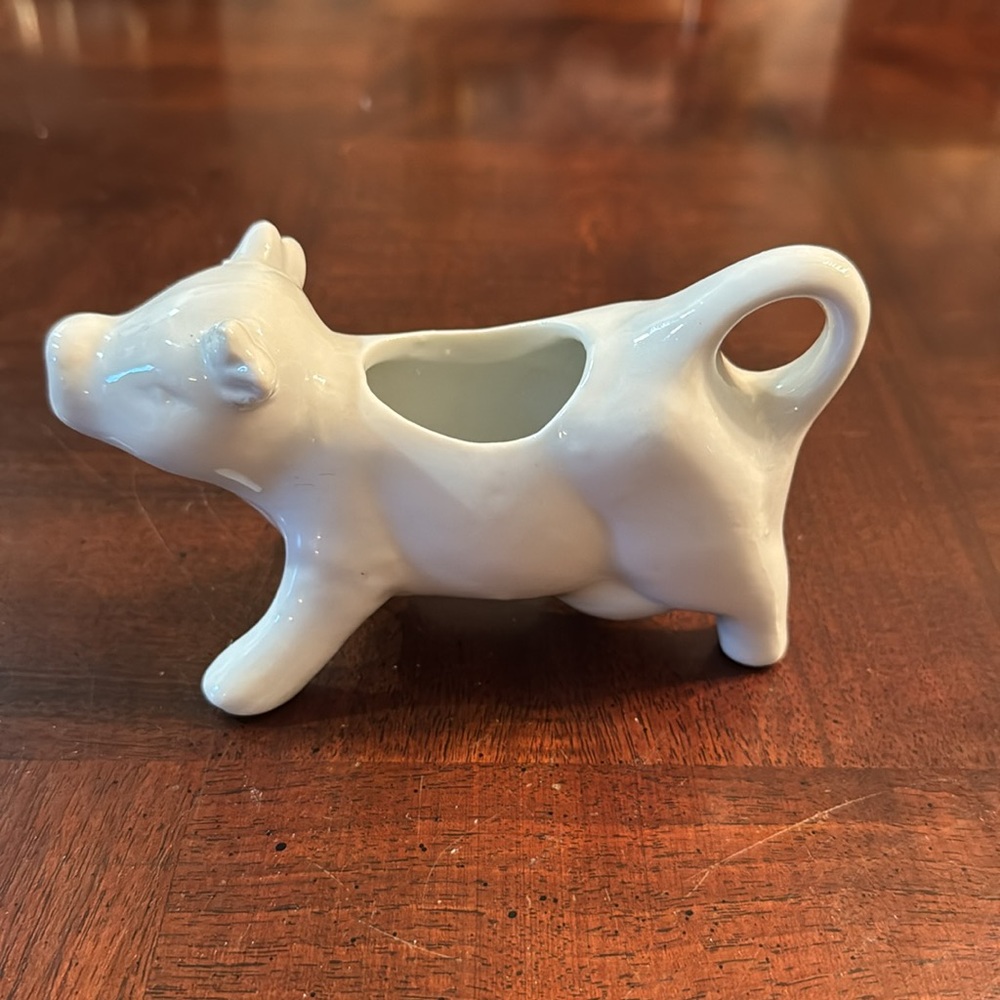 4" White Cow creamer cream milk container server